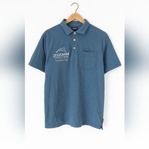 Patagonia Organic Cotton Zeghram Expeditions Staff Blue Polo Shirt Large‎